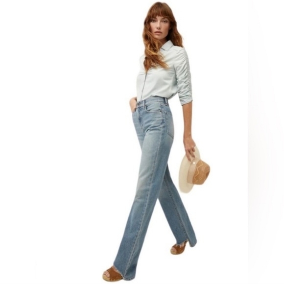 Veronica Beard Dylan Full Length High-rise Straight Step Hem Blue Jeans Size 28 - Picture 2 of 14